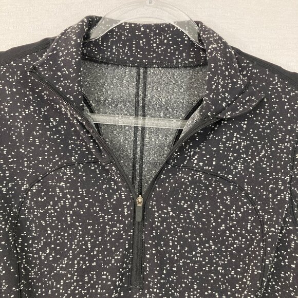 Lululemon Black White Dot Run Briskly Quarter Zip Pullover Top size 8 Athletic - Picture 2 of 12